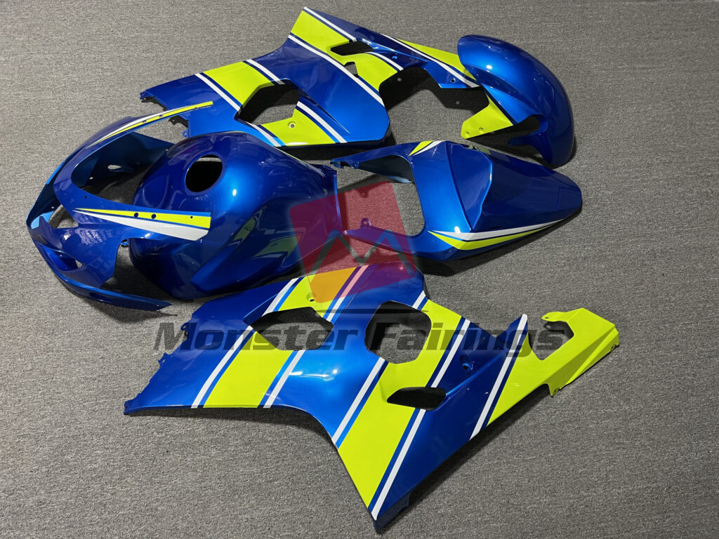 2004 - 2005 Suzuki GSXR Gloss Blue & Lime Green fairing set - ABS injection, custom painted by Monster Fairings