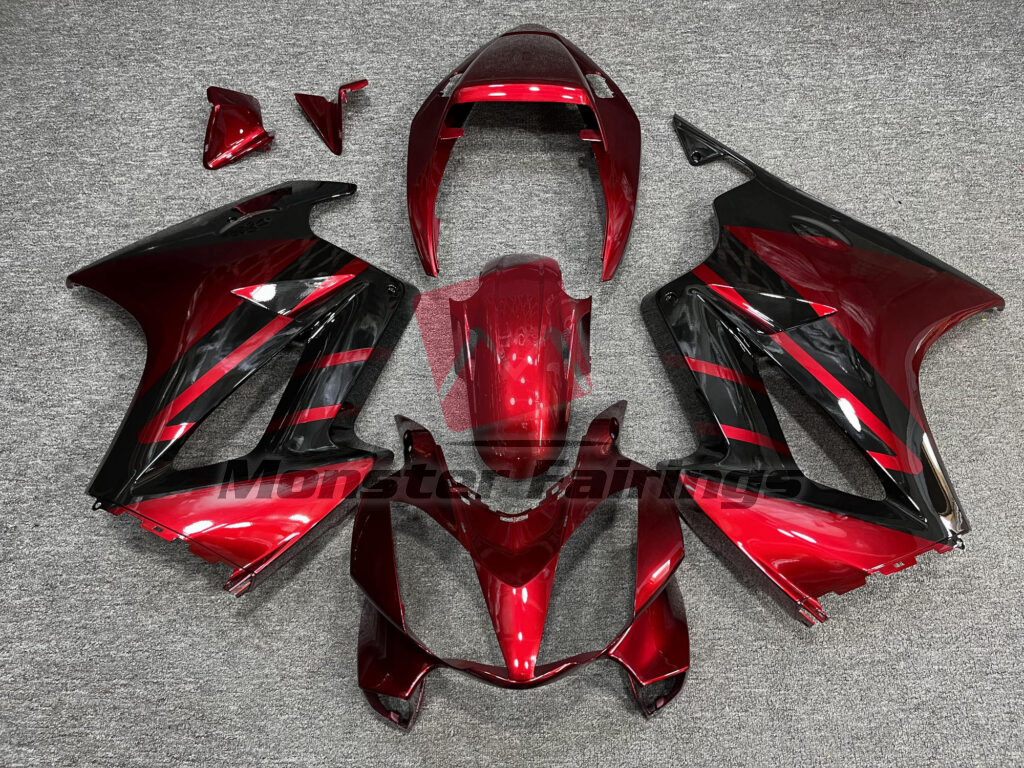 Honda VFR800 2002 - 2012 Gloss Deep Red & Black ABS fairings - custom motorcycle bodywork kit by Monster Fairings