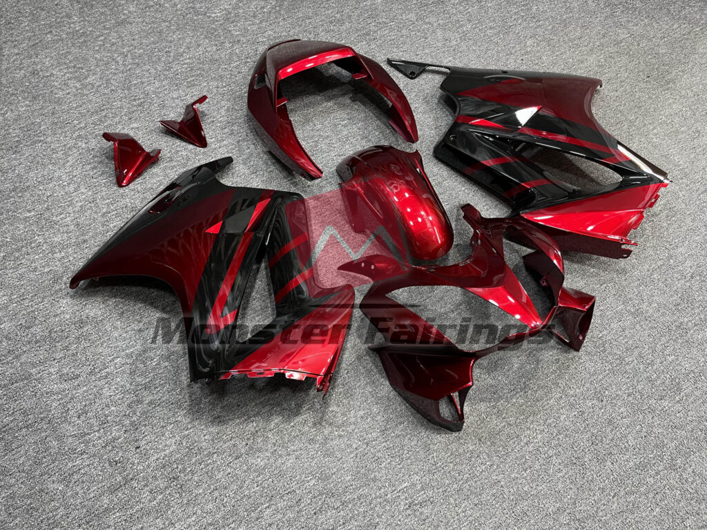 Honda VFR800 custom ABS fairings 2002 - 2012 in Gloss Deep Red & Black - durable replacement kit, Monster Fairings