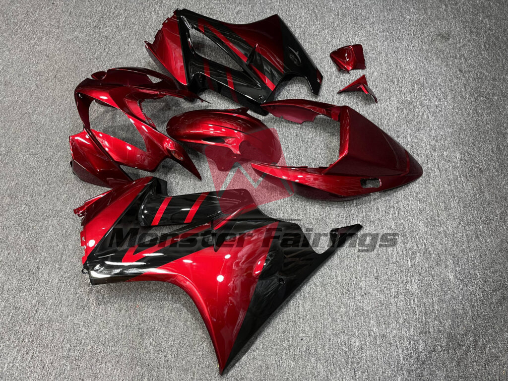 2002 - 2012 Honda VFR800 Gloss Deep Red & Black fairing set - ABS injection, custom painted by Monster Fairings