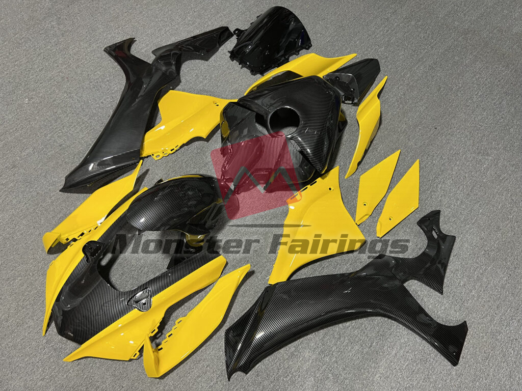 Gloss Yellow & Carbon Fiber Style ABS fairings for Yamaha R1 2020 - 2025 - premium OEM fit kit by Monster Fairings
