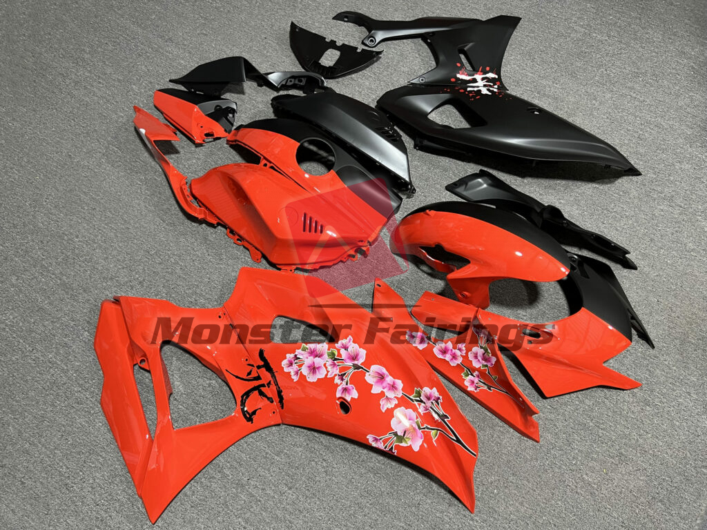 Gloss Red & Matte Black Cherry Blossom Split ABS fairings for Yamaha R7 2021 - 2025 - premium OEM fit kit by Monster Fairings