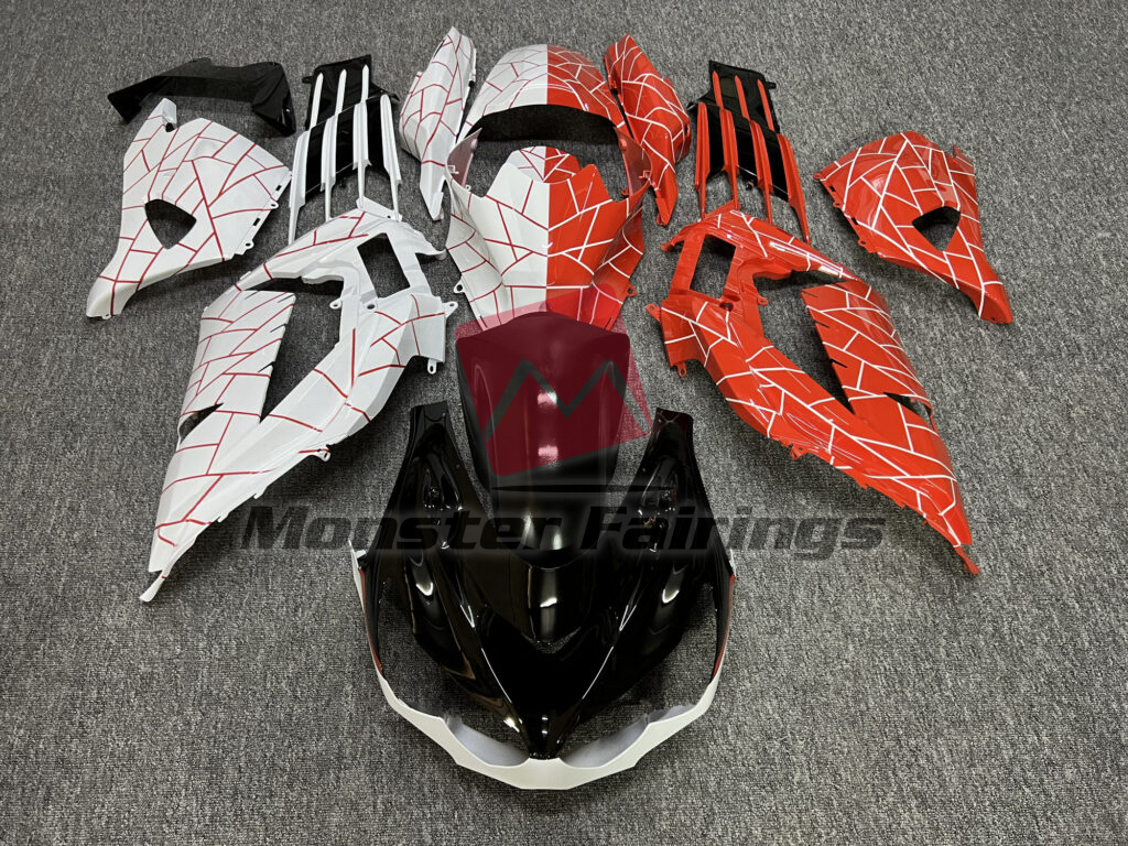 Kawasaki ZX14R 2012 - 2024 Gloss White Orange & Black Special Design ABS fairings - custom motorcycle bodywork kit by Monster Fairings