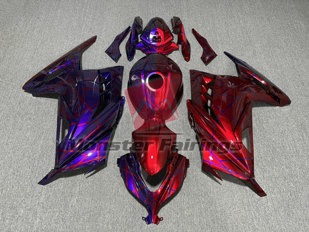 Kawasaki Ninja 300 2013 - 2022 Gloss Red & Purple ABS fairings - custom motorcycle bodywork kit by Monster Fairings
