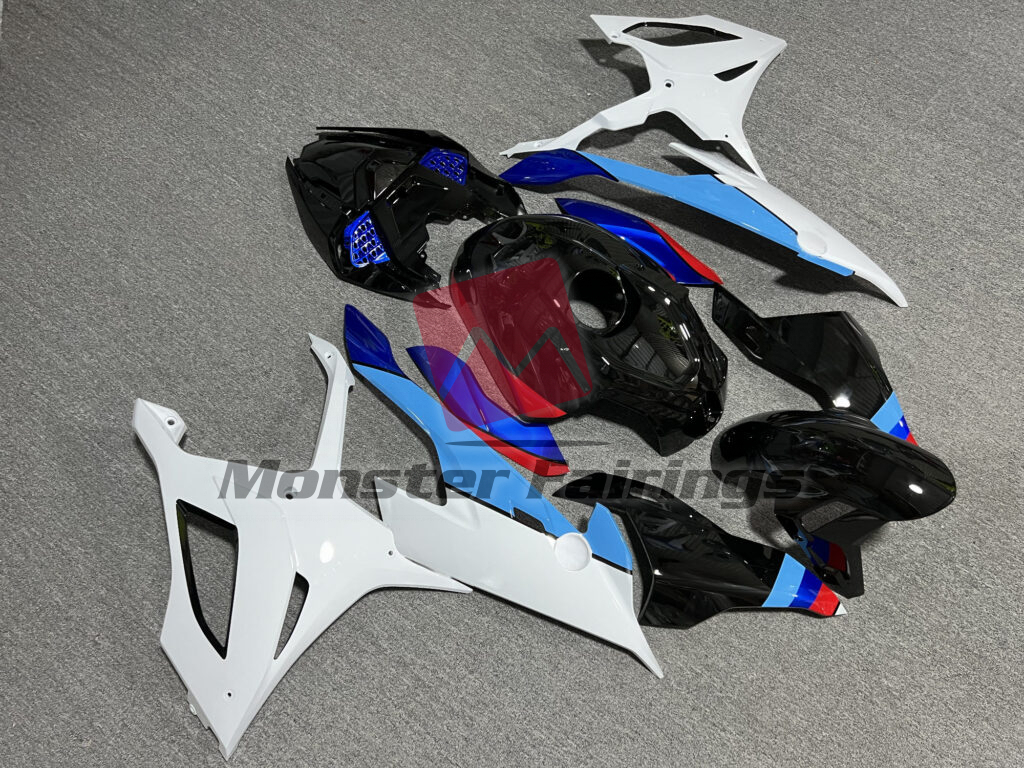 Gloss White Light Blue OEM Style ABS fairings for BMW S1000RR 2019 - 2022 - premium OEM fit kit by Monster Fairings