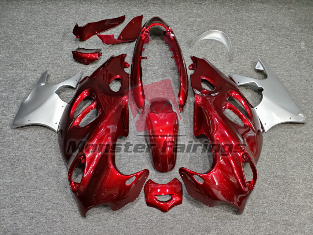 Suzuki GSX600F/GSX750F Katana 2003 - 2007 Gloss Red & Silver ABS fairings - custom motorcycle bodywork kit by Monster Fairings