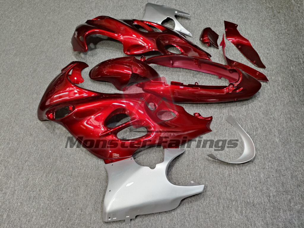 2003 - 2007 Suzuki GSX600F/GSX750F Katana Gloss Red & Silver fairing set - ABS injection, custom painted by Monster Fairings
