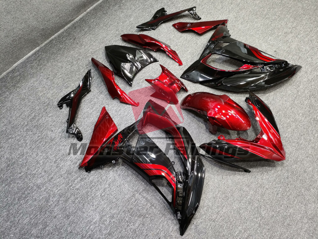 Gloss Dark Red & Black ABS fairings for Kawasaki Ninja 650R 2017 - 2019 - premium OEM fit kit by Monster Fairings