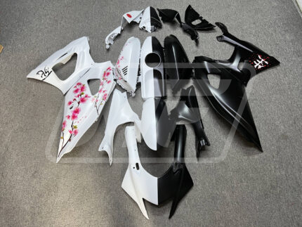 Yamaha R7 2021-2025 Matte Black & White Cherry Blossom Split ABS Fairings | Monster Fairings