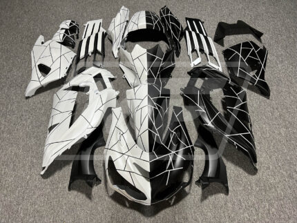 Kawasaki ZX14R 2012-2024 Pearl White & Matte Black Pattern Split ABS Fairings | Monster Fairings