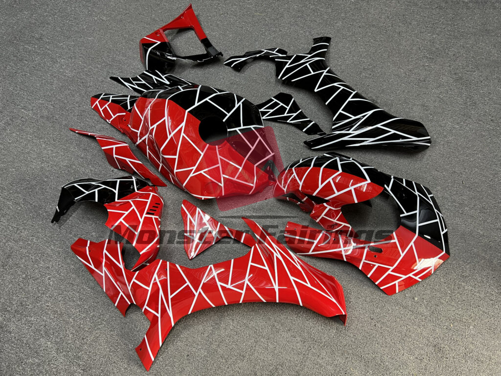 Yamaha R6 custom ABS fairings 2008 - 2016 in Gloss Black & Red Pattern Split - durable replacement kit, Monster Fairings