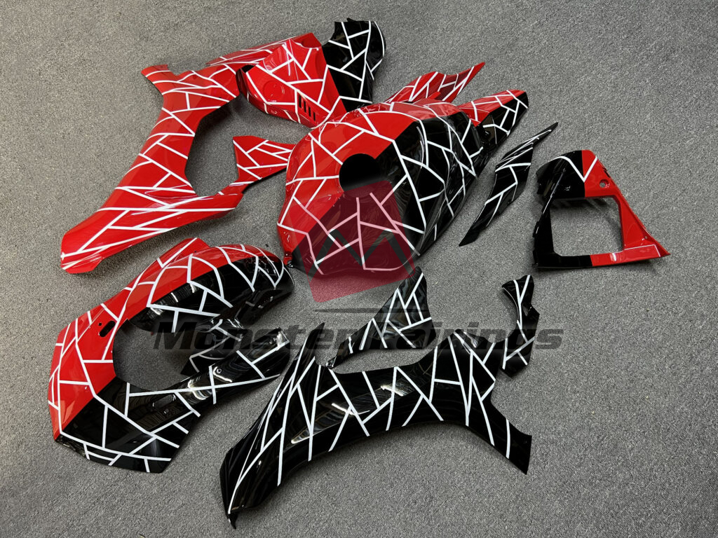 Gloss Black & Red Pattern Split ABS fairings for Yamaha R6 2008 - 2016 - premium OEM fit kit by Monster Fairings