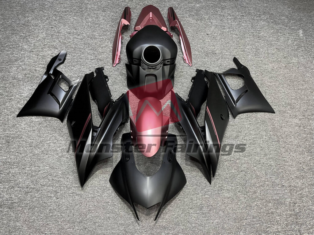 Yamaha R3 2022 - 2024 Matte Black & Rose Gold ABS fairings - custom motorcycle bodywork kit by Monster Fairings
