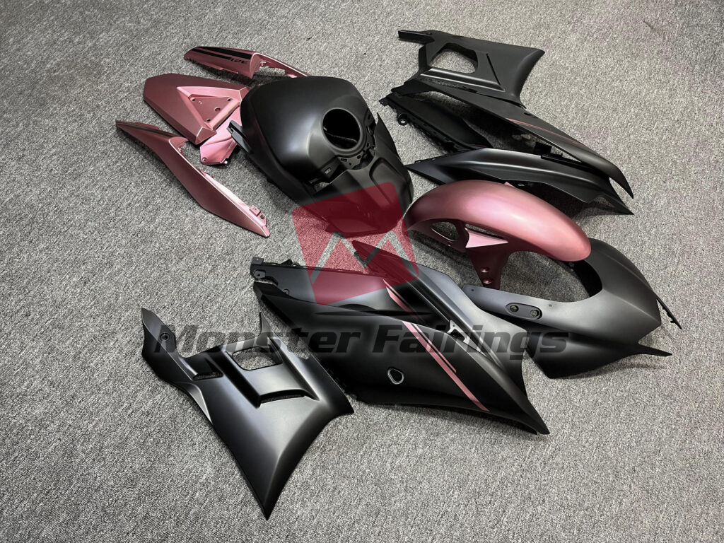 Yamaha R3 custom ABS fairings 2022 - 2024 in Matte Black & Rose Gold - durable replacement kit, Monster Fairings