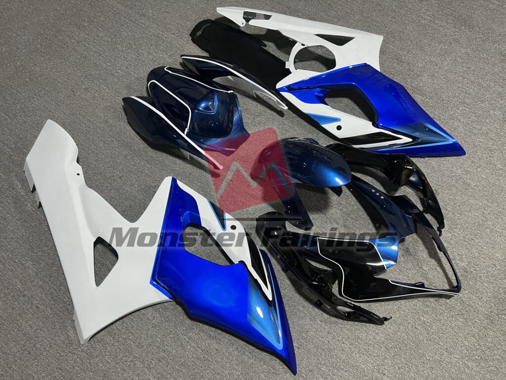 Gloss White & Blue Black ABS fairings for Suzuki GSXR 1000 2005 - 2006 - premium OEM fit kit by Monster Fairings