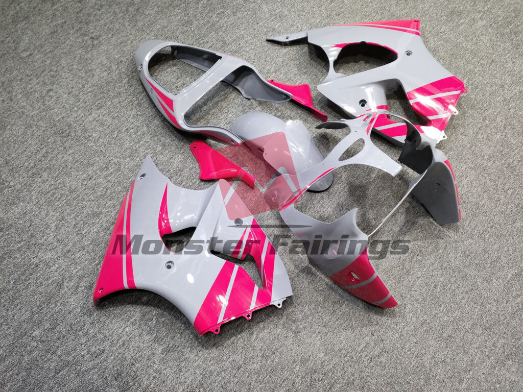 Kawasaki ZX6R custom ABS fairings 2000 - 2002 in Gloss Nardo Grey Pink - durable replacement kit, Monster Fairings