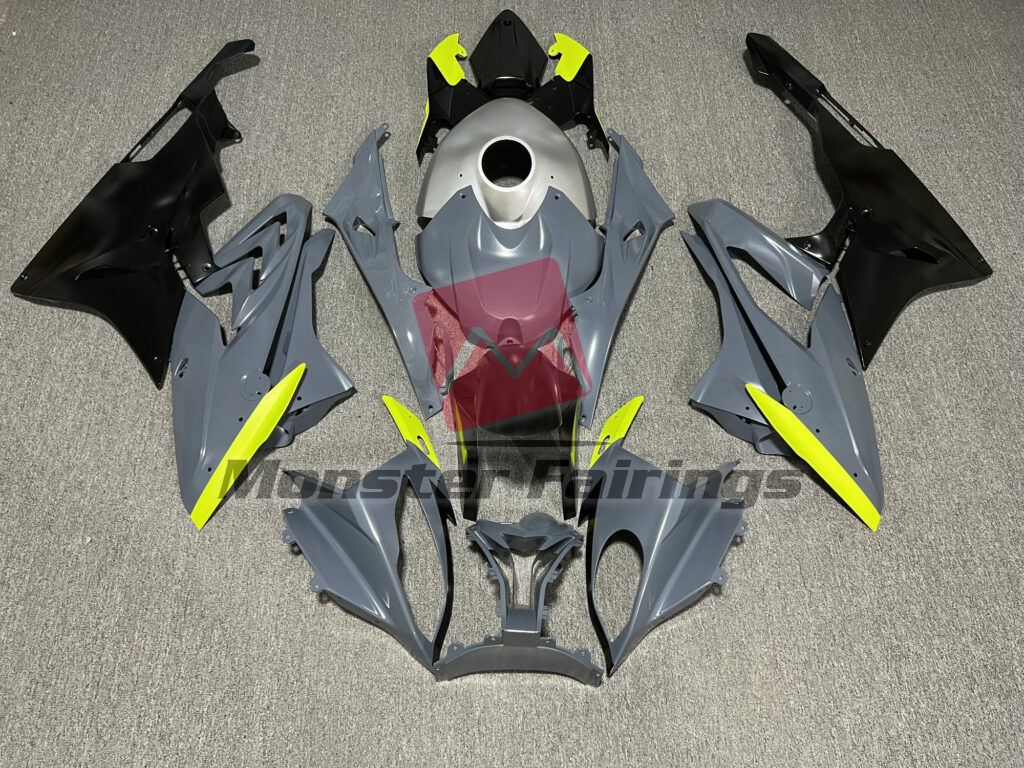 BMW S1000RR 2015 - 2016 Gloss Nardo Gray & Black High Vis Yellow ABS fairings - custom motorcycle bodywork kit by Monster Fairings