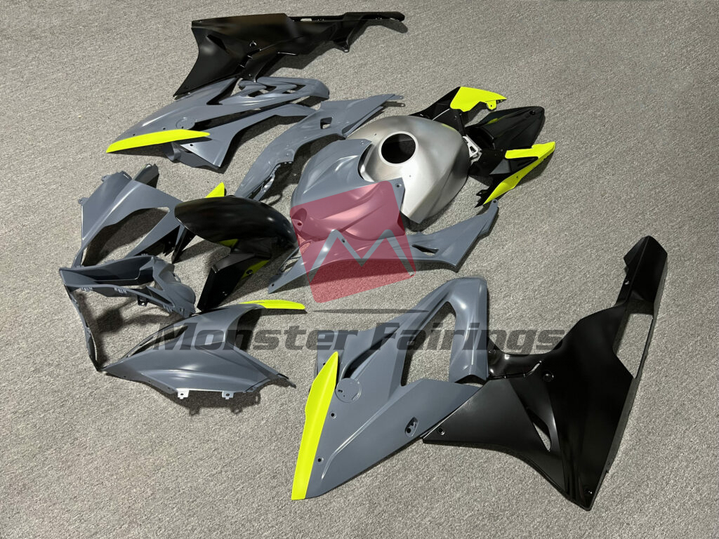 Gloss Nardo Gray & Black High Vis Yellow ABS fairings for BMW S1000RR 2015 - 2016 - premium OEM fit kit by Monster Fairings