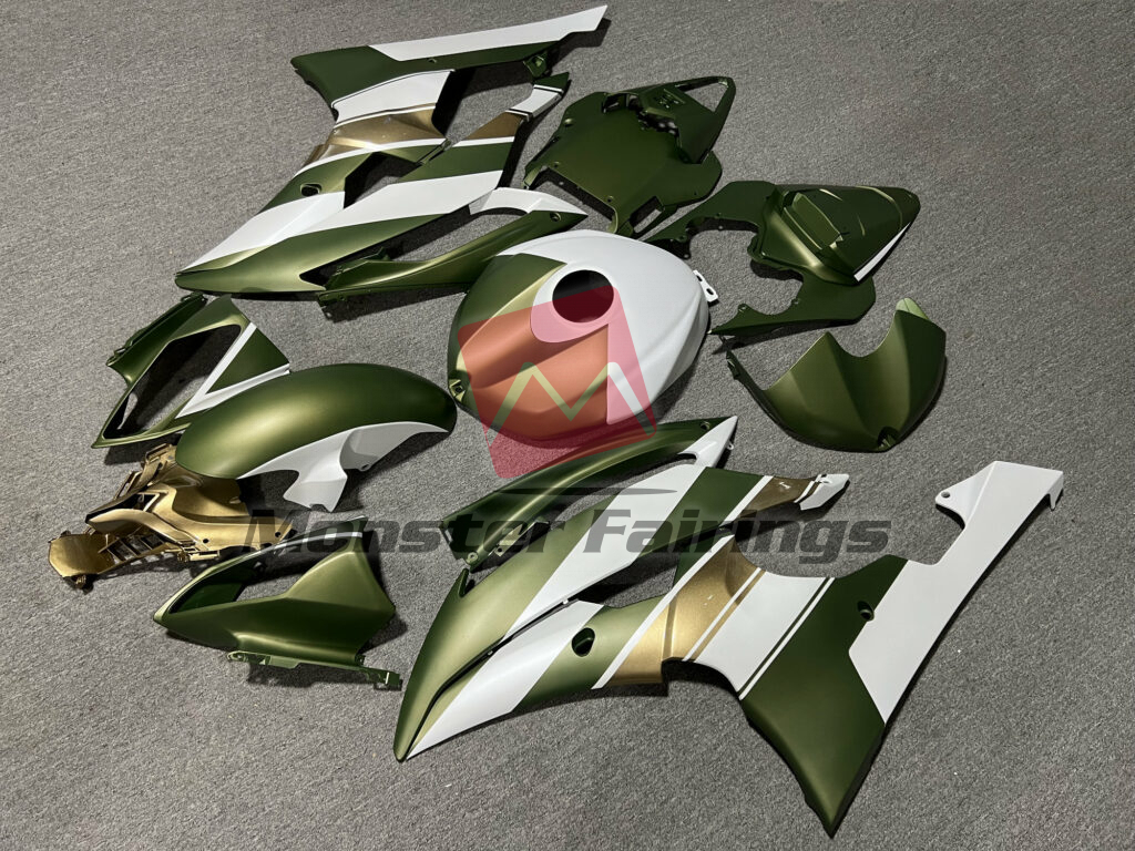 Matte Green White & Gold ABS fairings for Yamaha R6 2008 - 2016 - premium OEM fit kit by Monster Fairings