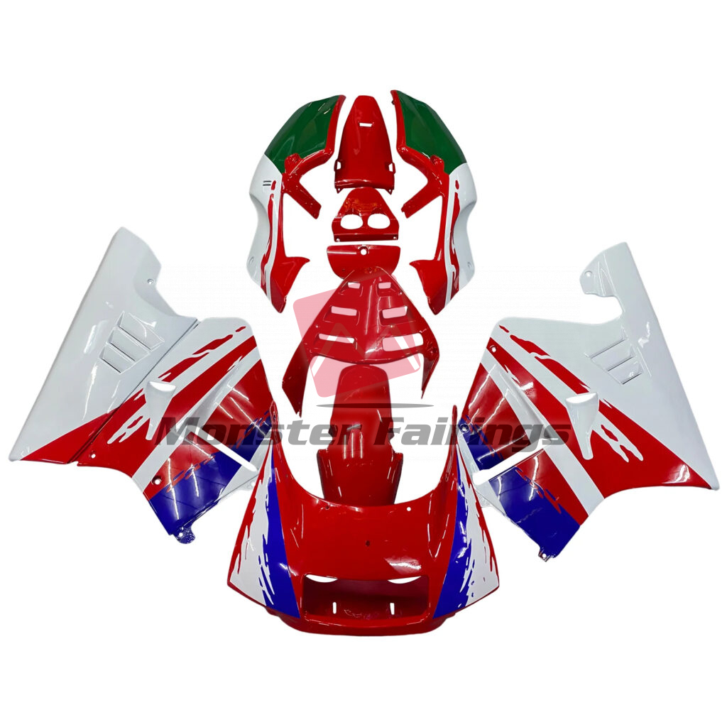 Honda NSR250 1990 - 1993 Gloss White & Red Blue ABS fairings - custom motorcycle bodywork kit by Monster Fairings