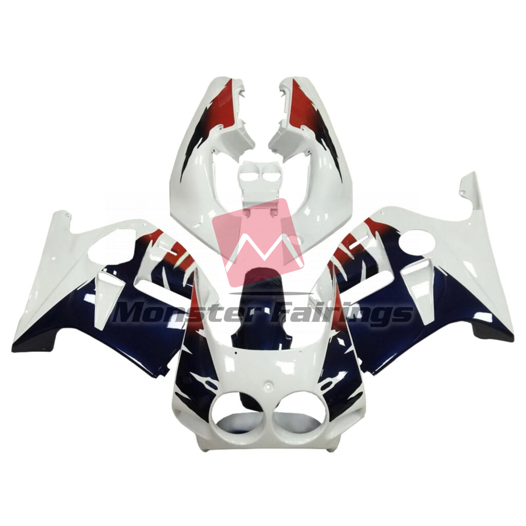 Honda CBR250RR 1987 - 1989 Gloss White Blue & Red ABS fairings - custom motorcycle bodywork kit by Monster Fairings