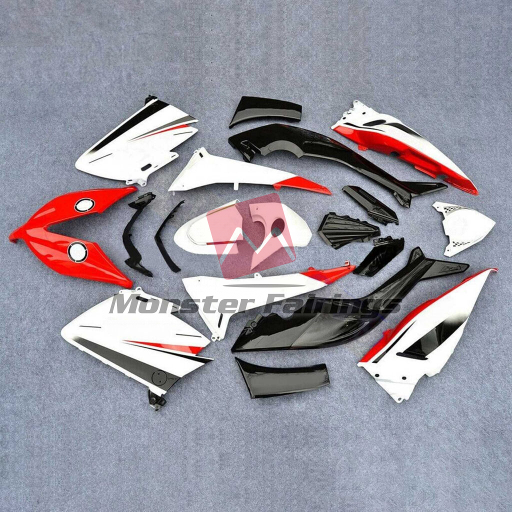 Yamaha TMAX 530 2015 Gloss White & Black Red ABS fairings - custom motorcycle bodywork kit by Monster Fairings