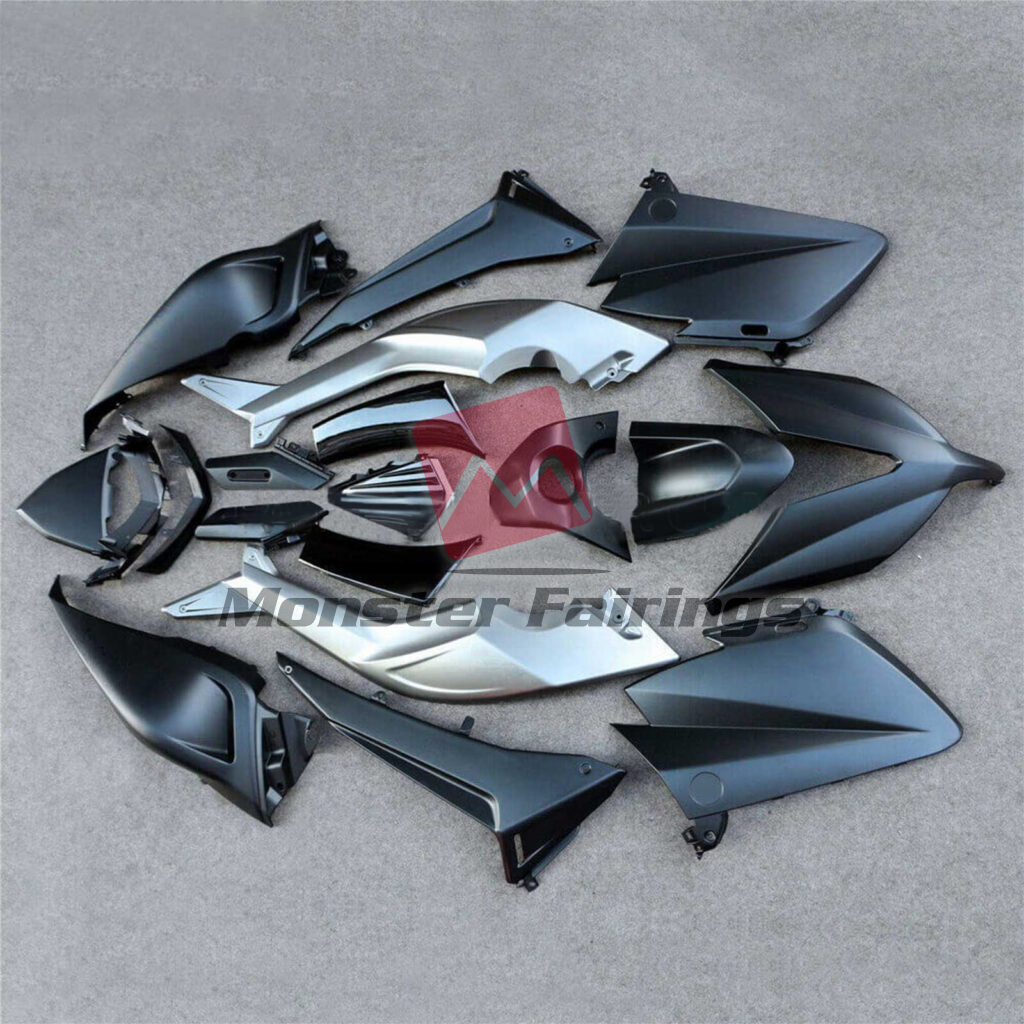 Yamaha TMAX 530 2015 Matte Black & Silver ABS fairings - custom motorcycle bodywork kit by Monster Fairings