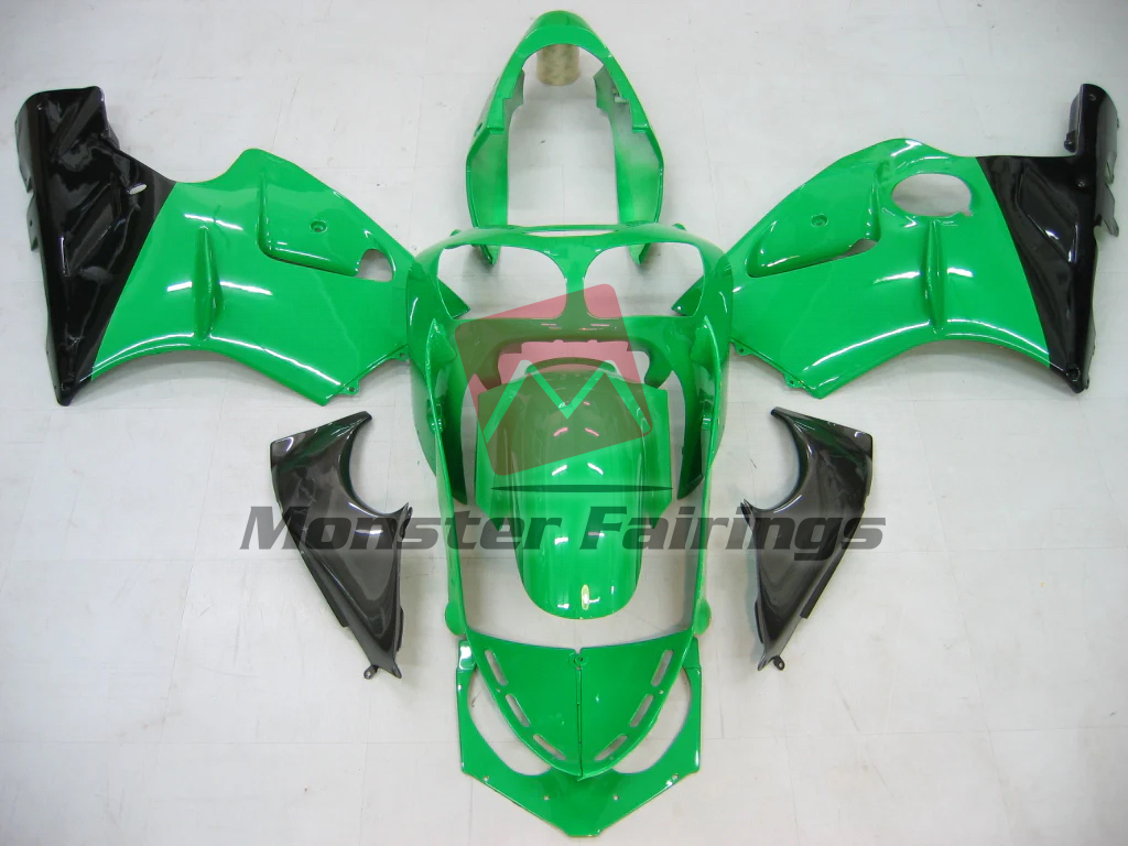 Kawasaki ZX12R 2000 - 2001 Gloss Green & Black ABS fairings - custom motorcycle bodywork kit by Monster Fairings