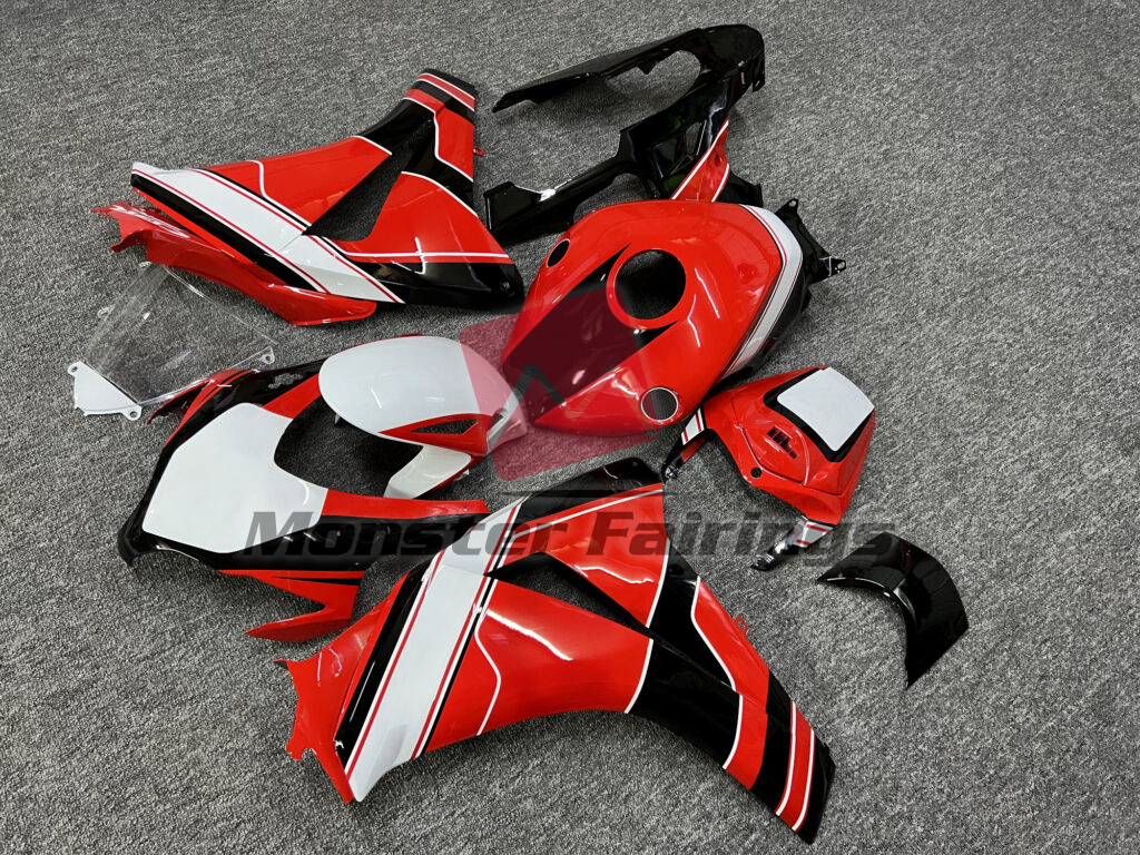 Honda CBR1000RR custom ABS fairings 2008 - 2011 in Gloss Red & Black White - durable replacement kit, Monster Fairings