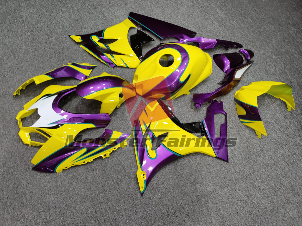 Suzuki GSXR custom ABS fairings 2017 - 2025 in Gloss Yellow Purple - durable replacement kit, Monster Fairings
