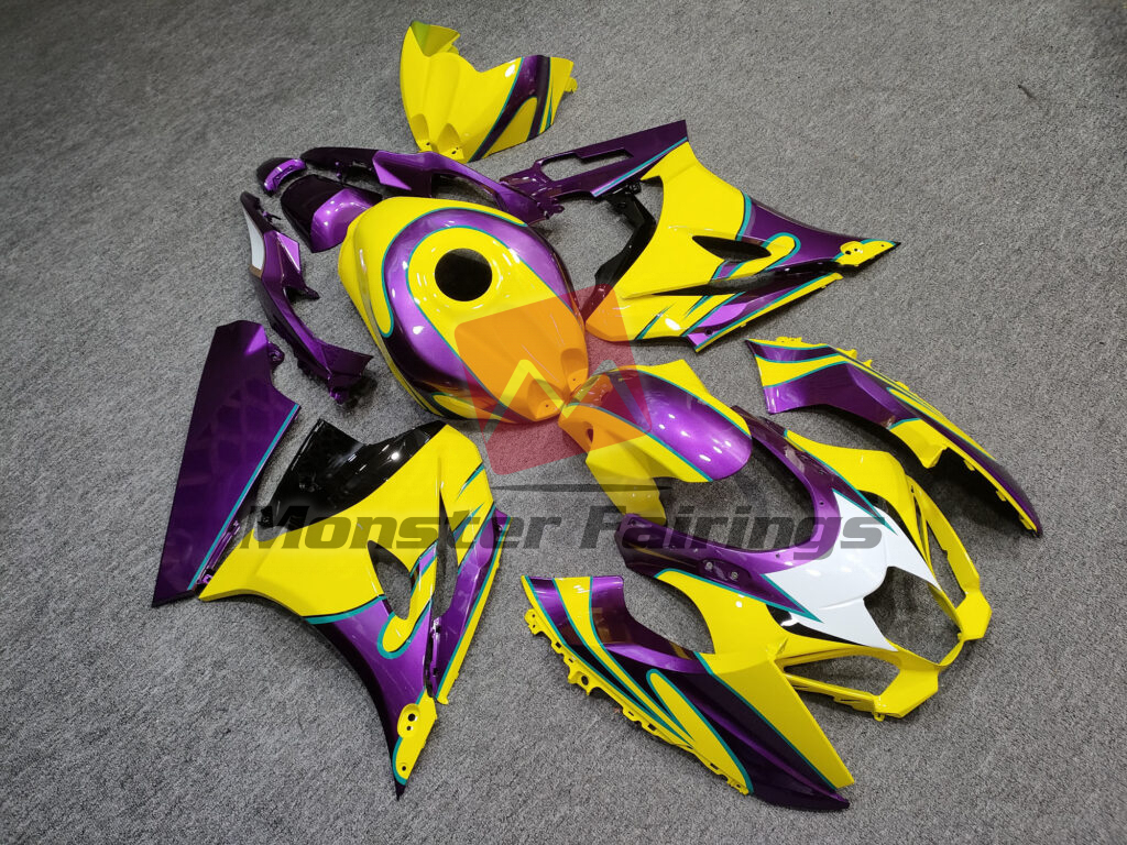 Gloss Yellow Purple ABS fairings for Suzuki GSXR 1000 2017 - 2025 - premium OEM fit kit by Monster Fairings