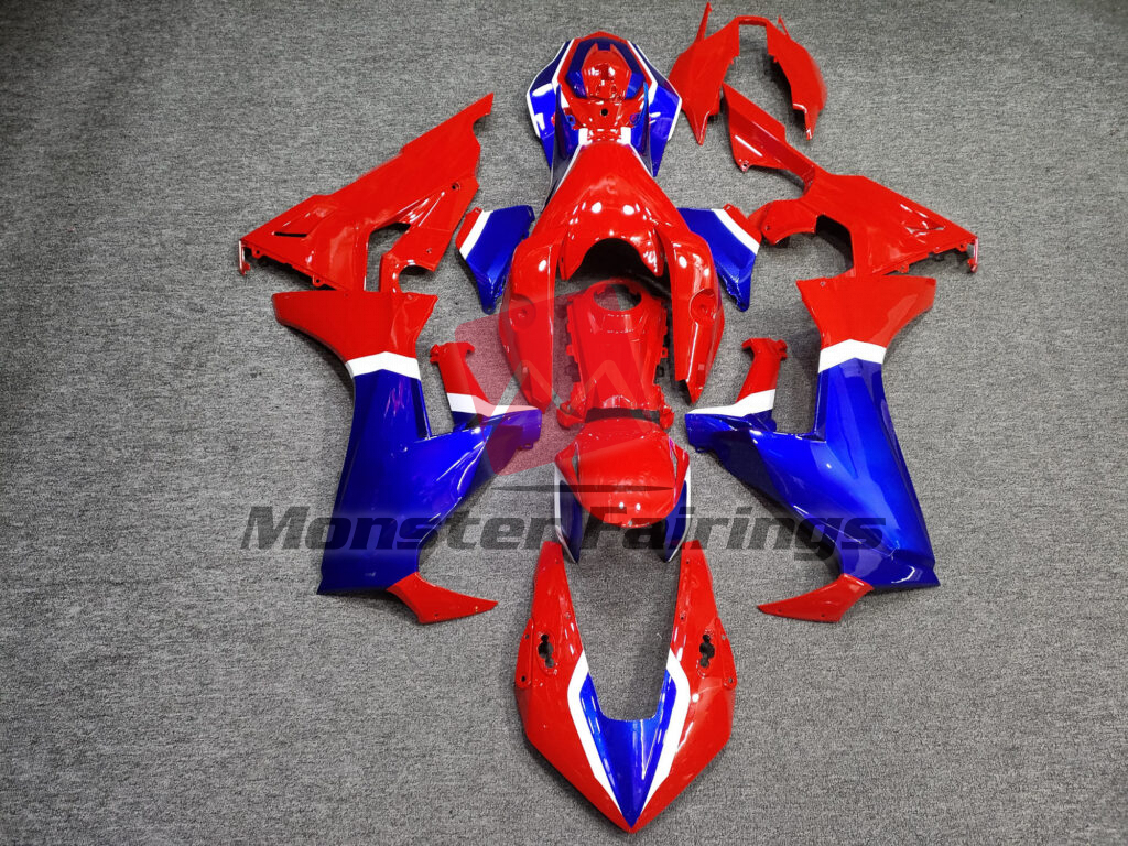 Honda CBR1000RR 2017 - 2025 Gloss Red & Blue White ABS fairings - custom motorcycle bodywork kit by Monster Fairings