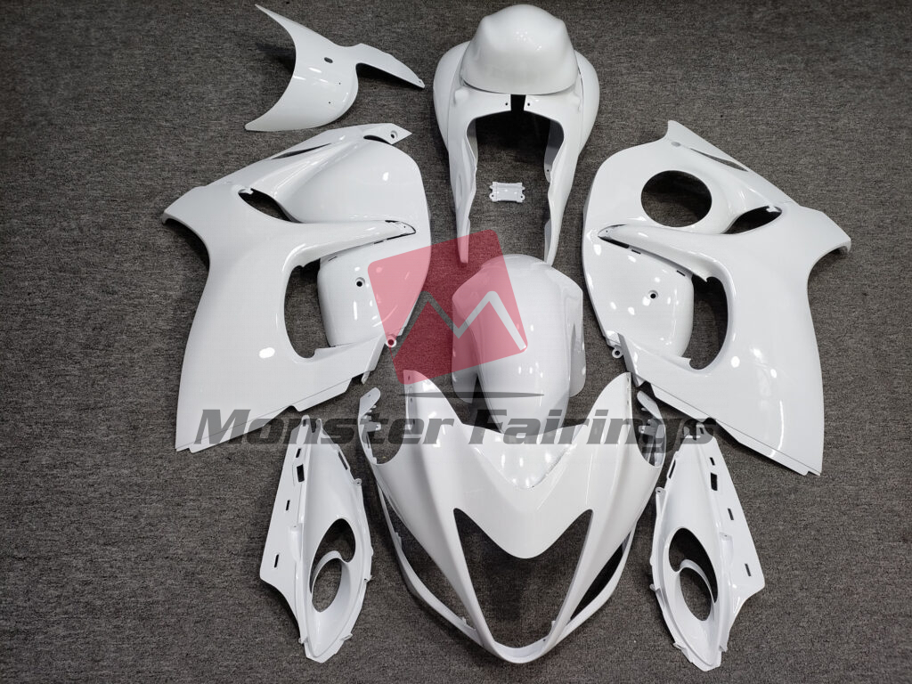 Suzuki GSXR 1300 2008 - 2020 Gloss White ABS fairings - custom motorcycle bodywork kit by Monster Fairings