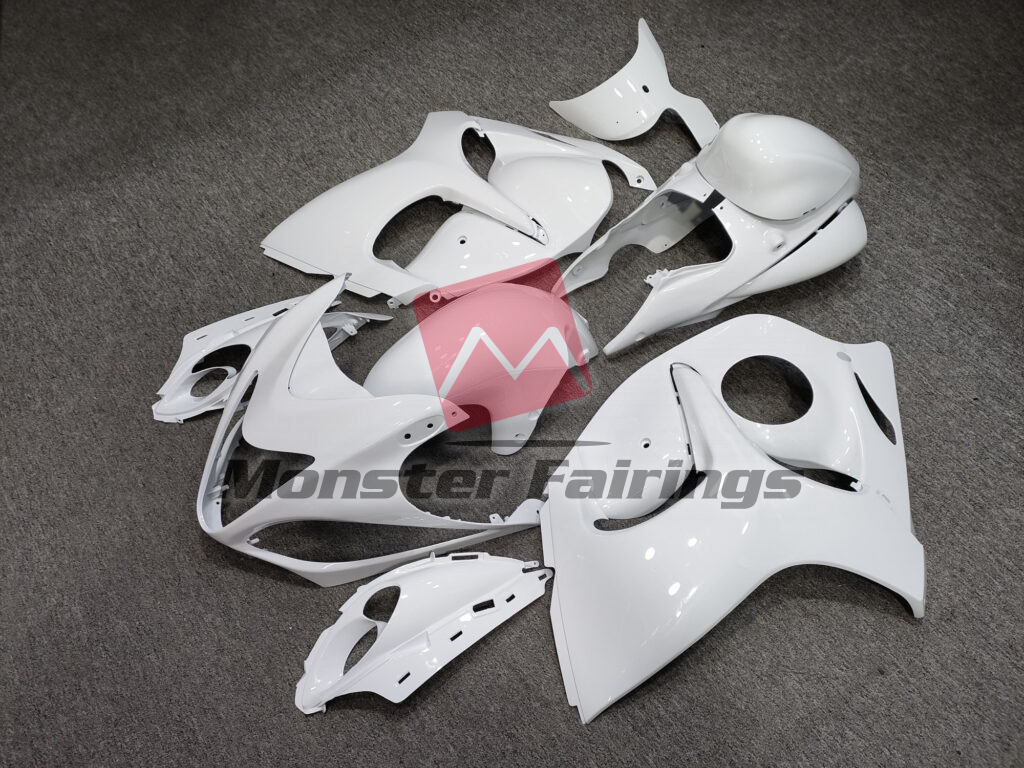 Suzuki GSXR 1300 custom ABS fairings 2008 - 2020 in Gloss White - durable replacement kit, Monster Fairings