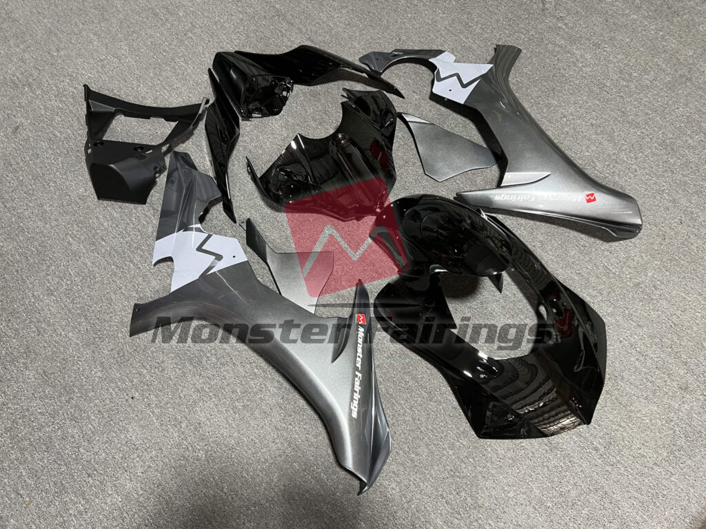 Yamaha R1 custom ABS fairings 2015 - 2019 in Gloss Black & Dark Gray - durable replacement kit, Monster Fairings