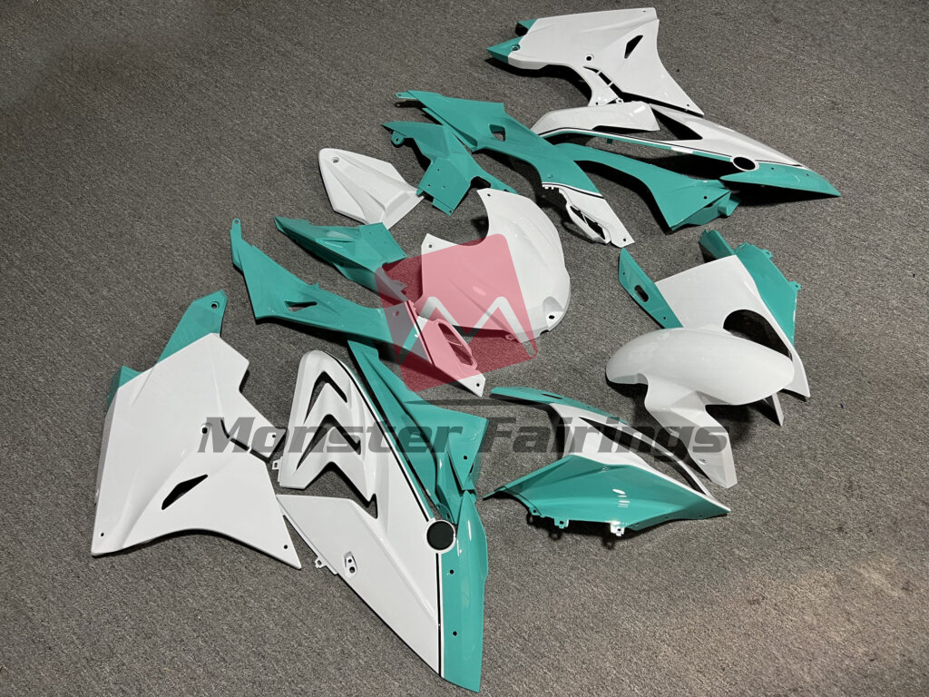 BMW S1000RR custom ABS fairings 2017 - 2018 in Gloss White Teal - durable replacement kit, Monster Fairings