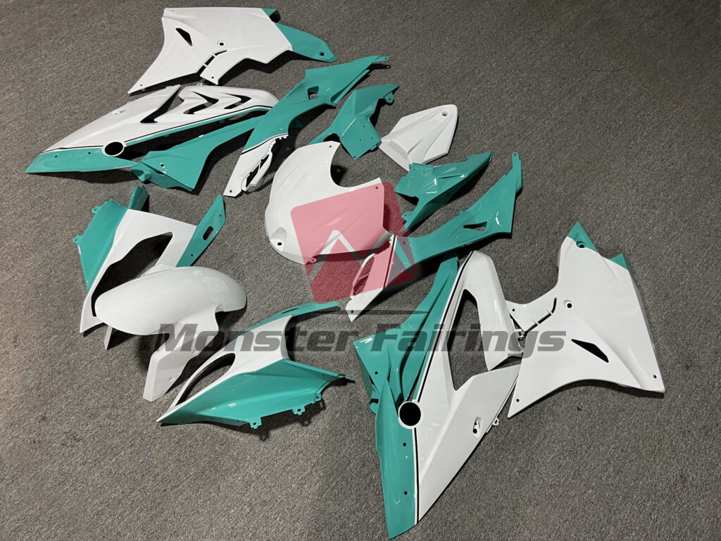 Gloss White Teal ABS fairings for BMW S1000RR 2017 - 2018 - premium OEM fit kit by Monster Fairings
