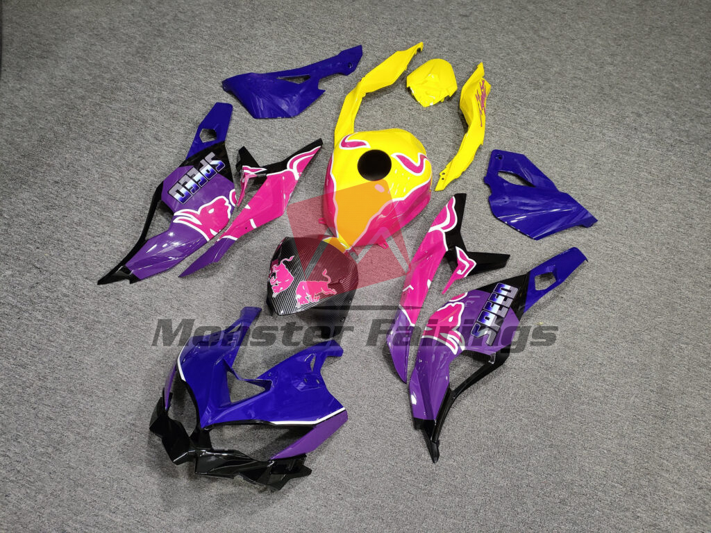 Gloss Yellow & Purple Pink Bull ABS fairings for Kawasaki ZX4RR 2020 - 2024 - premium OEM fit kit by Monster Fairings