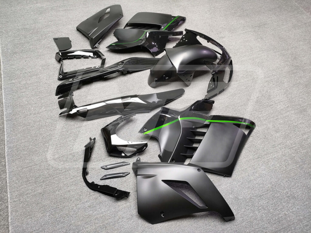 2008 - 2011 Kawasaki GTR1400 ZG1400 Matte Black Green fairing set - ABS injection, custom painted by Monster Fairings