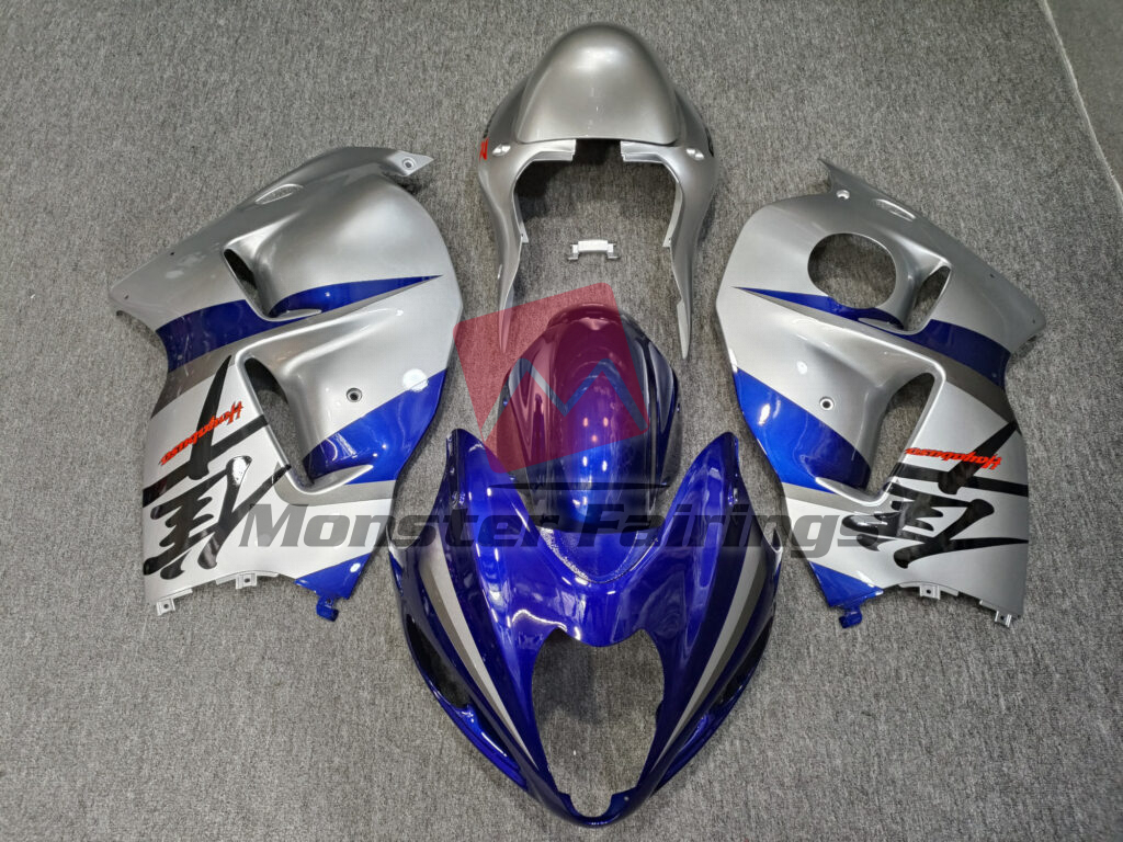 Suzuki GSXR 1300 1997 - 2007 Gloss Dark Blue & Silver ABS fairings - custom motorcycle bodywork kit by Monster Fairings