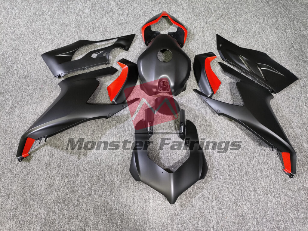 Ducati Panigale V2 2020 - 2024 Matte Black Red ABS fairings - custom motorcycle bodywork kit by Monster Fairings