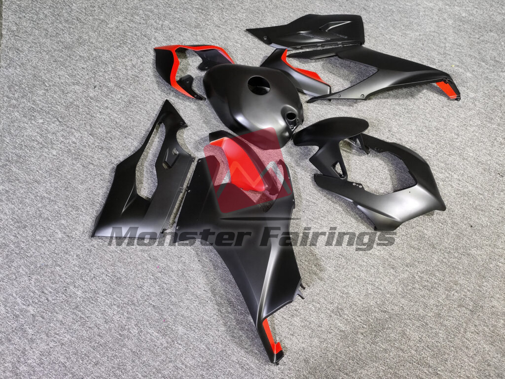 Ducati Panigale V2 custom ABS fairings 2020 - 2024 in Matte Black Red - durable replacement kit, Monster Fairings