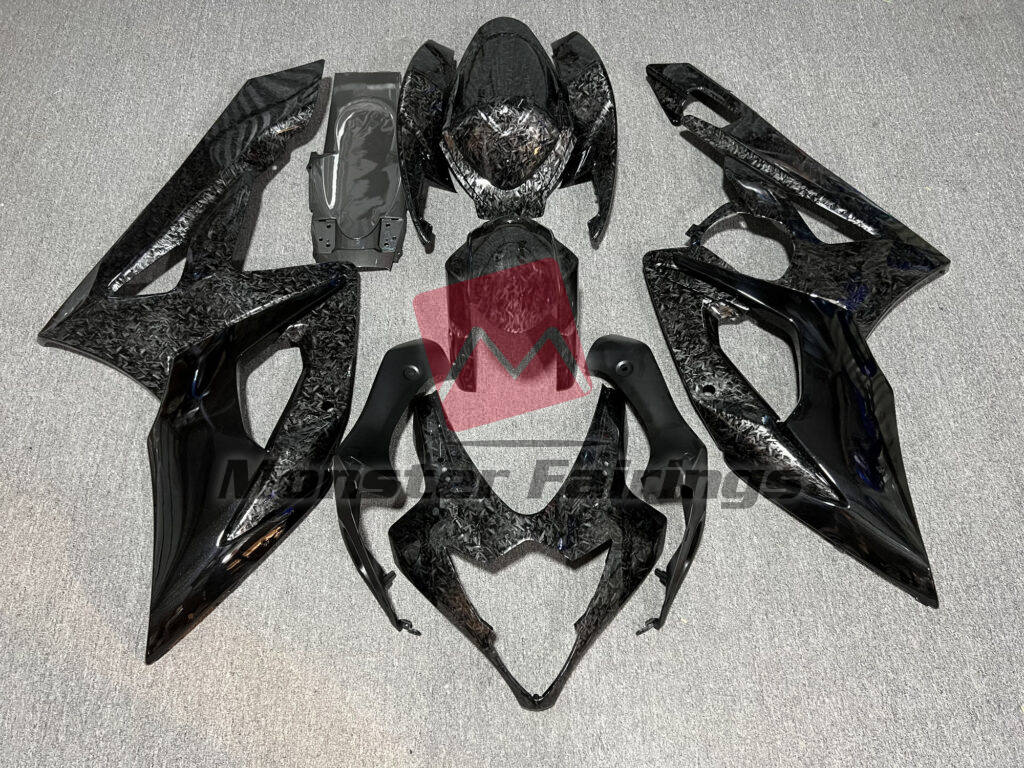 Suzuki GSXR 1000 2005 - 2006 Gloss Dark Forged Carbon Fiber Metallic Black & Gray ABS fairings - custom motorcycle bodywork kit by Monster Fairings