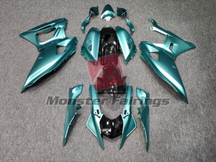 Yamaha R7 2021 - 2025 Matte Teal Gloss Black ABS fairings - custom motorcycle bodywork kit by Monster Fairings