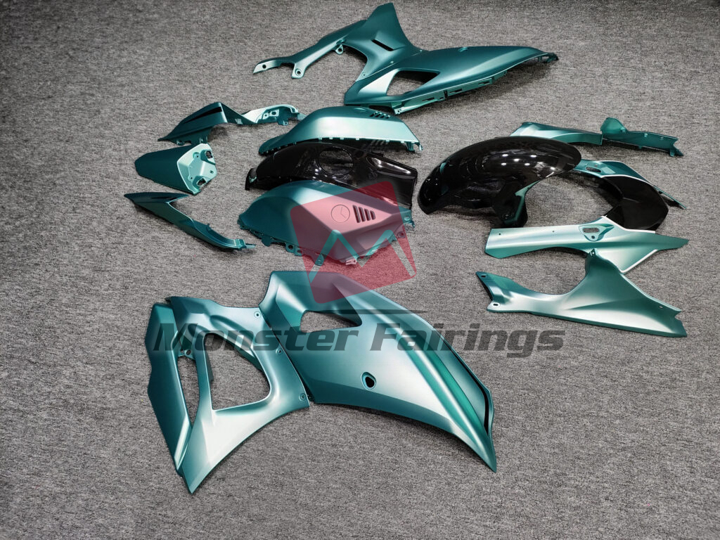 2021 - 2025 Yamaha R7 Matte Teal Gloss Black fairing set - ABS injection, custom painted by Monster Fairings