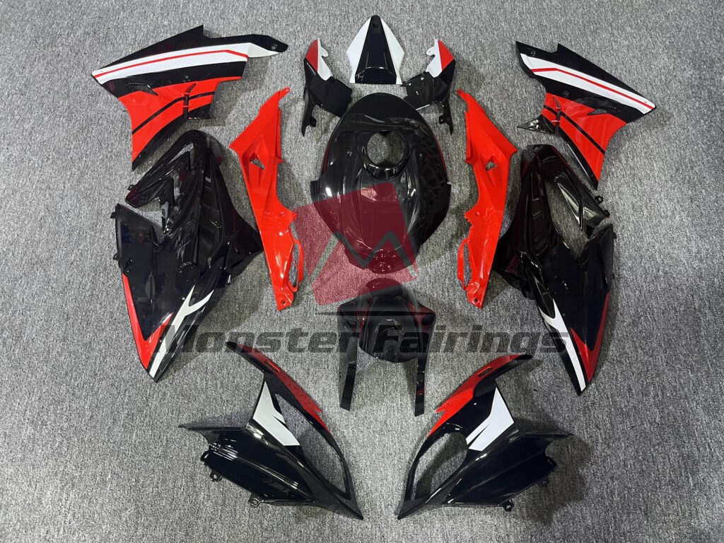 BMW S1000RR 2017 - 2018 Gloss Black Red & White ABS fairings - custom motorcycle bodywork kit by Monster Fairings