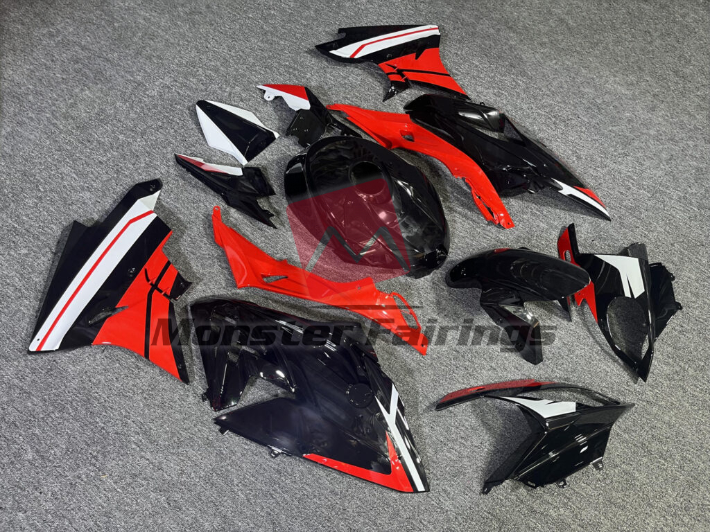 BMW S1000RR custom ABS fairings 2017 - 2018 in Gloss Black Red & White - durable replacement kit, Monster Fairings