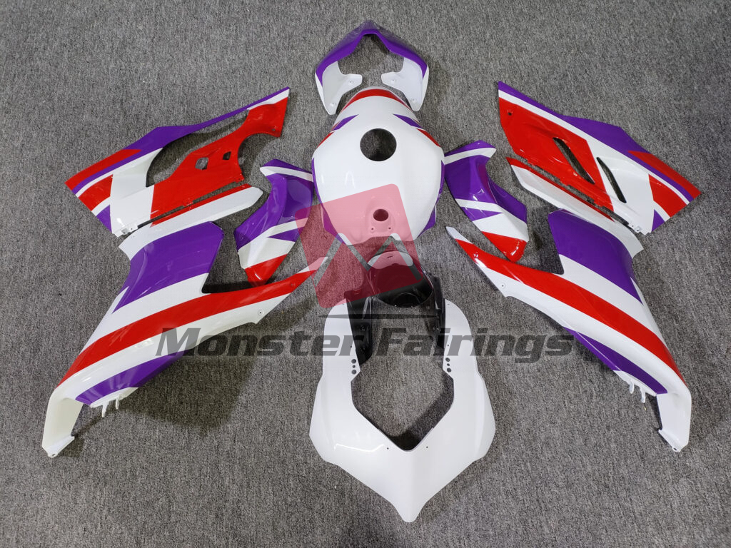 Ducati Panigale V2 2020 - 2024 Gloss White Purple & Red ABS fairings - custom motorcycle bodywork kit by Monster Fairings