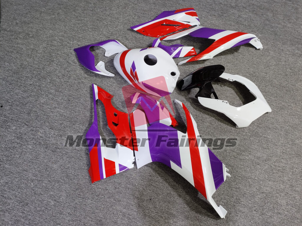 Gloss White Purple & Red ABS fairings for Ducati Panigale V2 2020 - 2024 - premium OEM fit kit by Monster Fairings