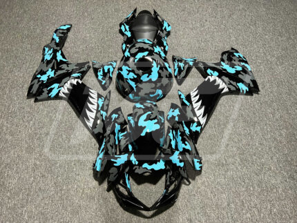 Suzuki GSXR 600-750 2011-2026 Gloss Light Blue & Gray Camo Shark ABS Fairings | Monster Fairings